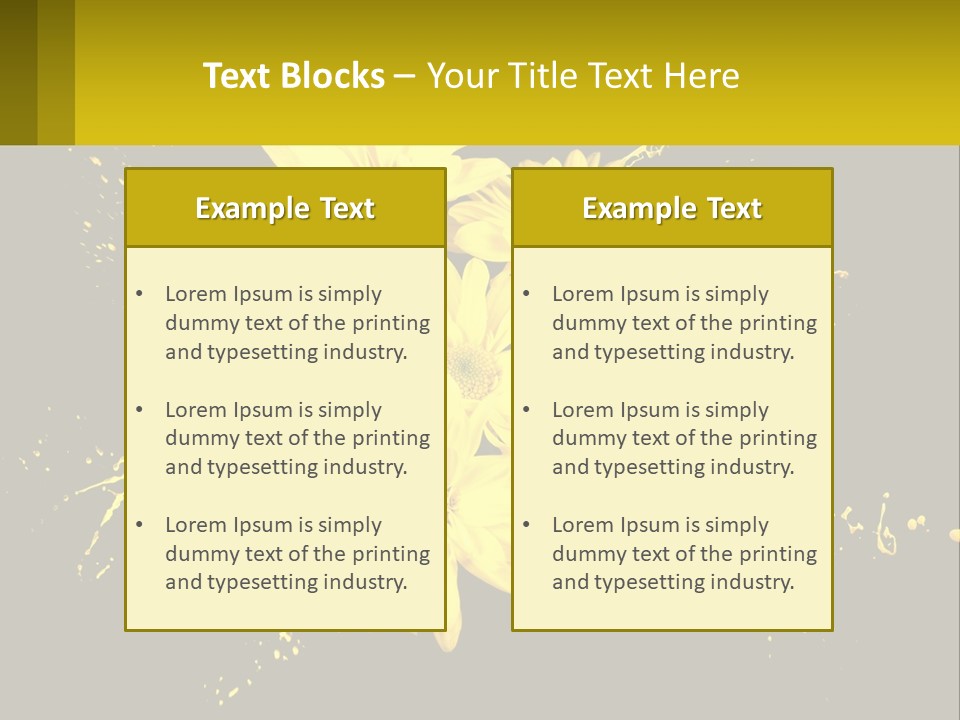 A Bunch Of Yellow Flowers On A Black Background PowerPoint Template