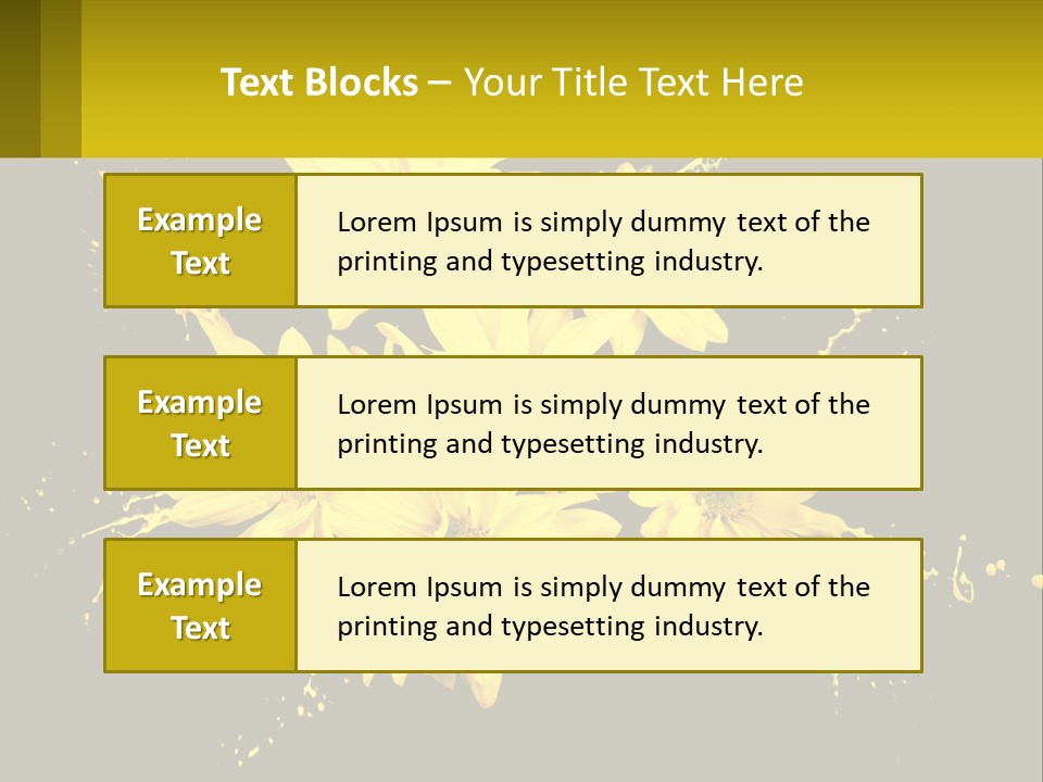 A Bunch Of Yellow Flowers On A Black Background PowerPoint Template