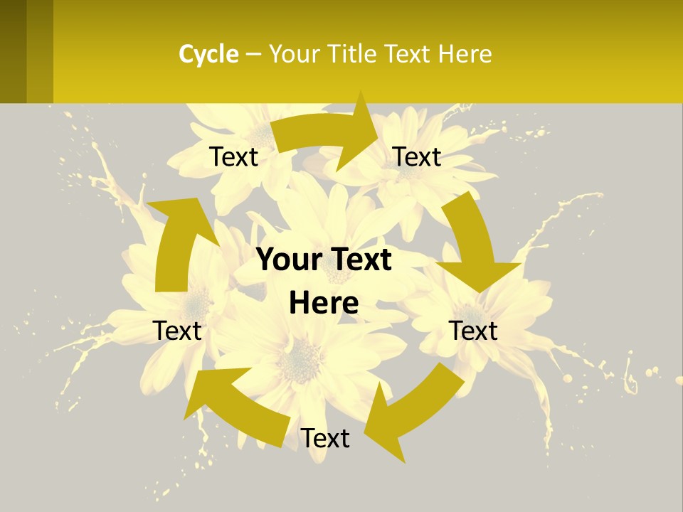 A Bunch Of Yellow Flowers On A Black Background PowerPoint Template
