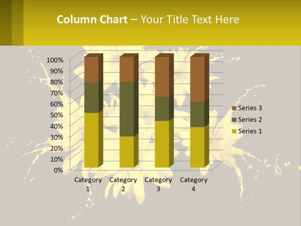 A Bunch Of Yellow Flowers On A Black Background PowerPoint Template