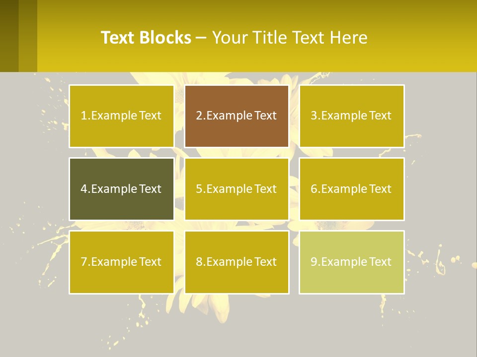 A Bunch Of Yellow Flowers On A Black Background PowerPoint Template