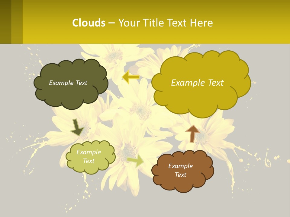 A Bunch Of Yellow Flowers On A Black Background PowerPoint Template