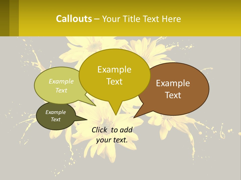 A Bunch Of Yellow Flowers On A Black Background PowerPoint Template