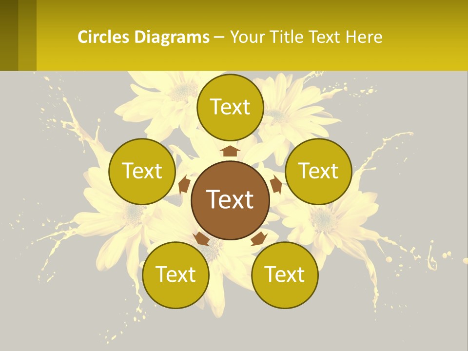 A Bunch Of Yellow Flowers On A Black Background PowerPoint Template