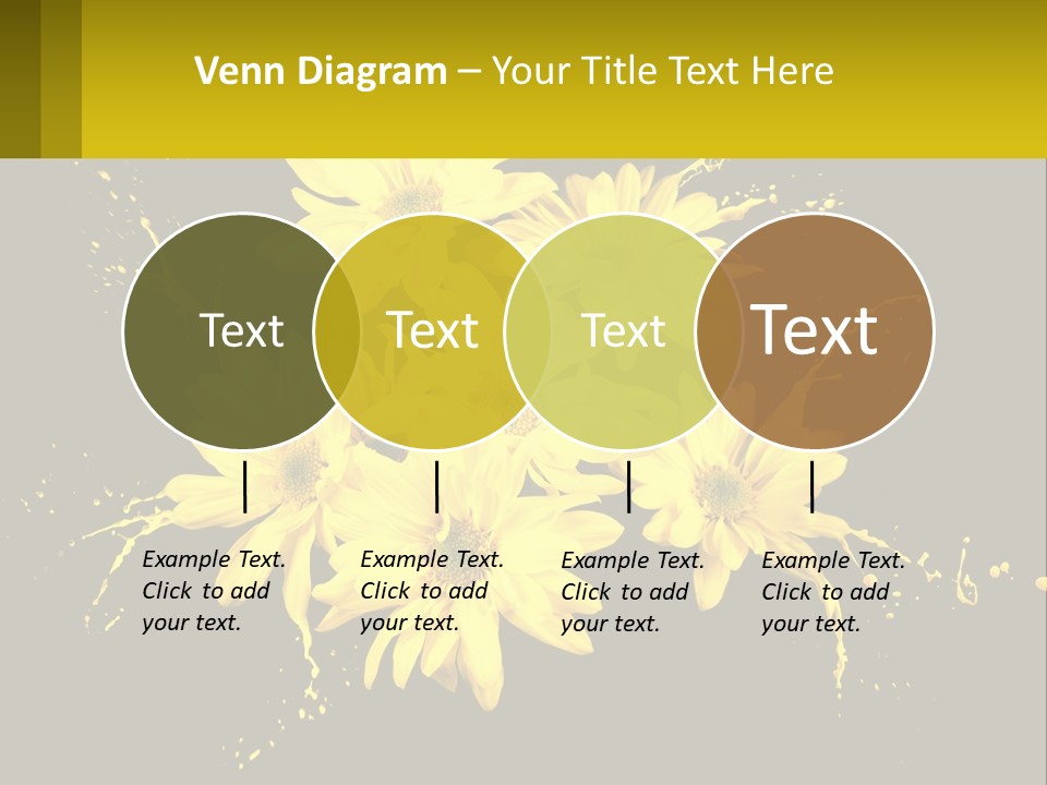 A Bunch Of Yellow Flowers On A Black Background PowerPoint Template