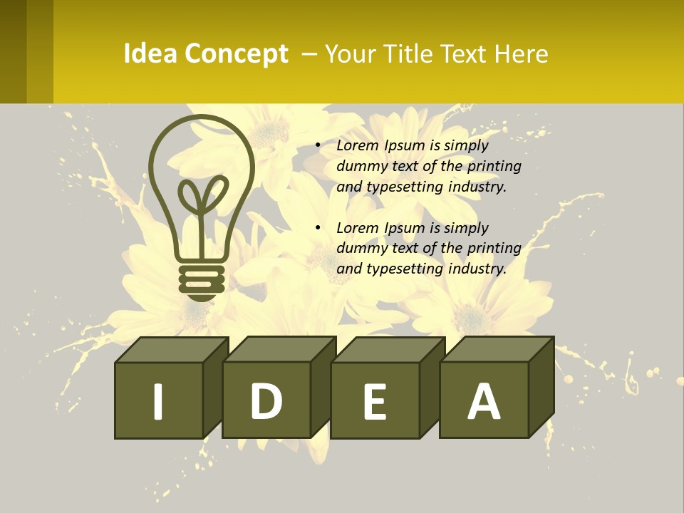 A Bunch Of Yellow Flowers On A Black Background PowerPoint Template