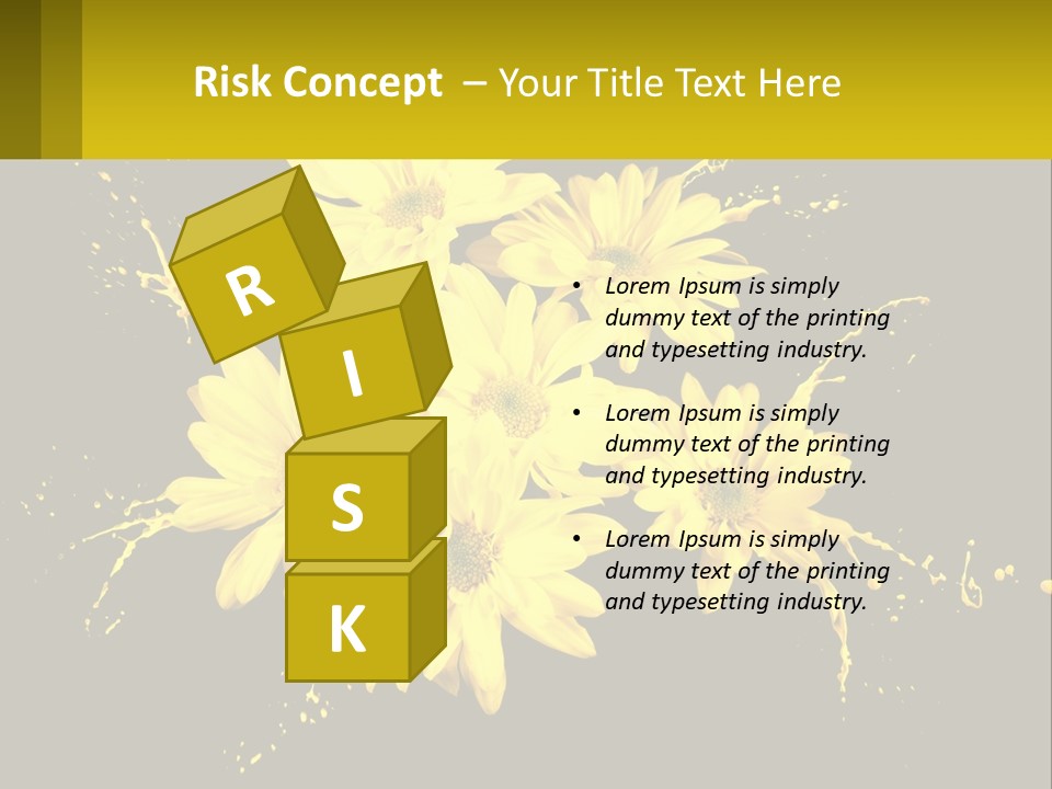 A Bunch Of Yellow Flowers On A Black Background PowerPoint Template