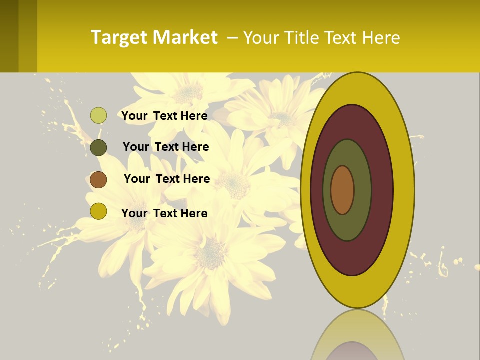 A Bunch Of Yellow Flowers On A Black Background PowerPoint Template