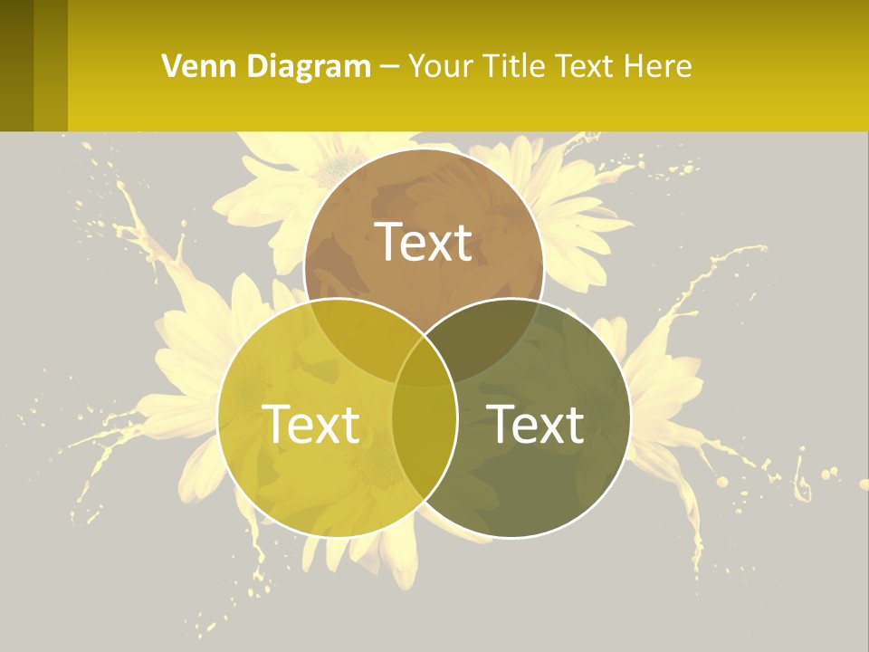 A Bunch Of Yellow Flowers On A Black Background PowerPoint Template