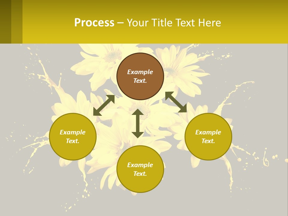 A Bunch Of Yellow Flowers On A Black Background PowerPoint Template