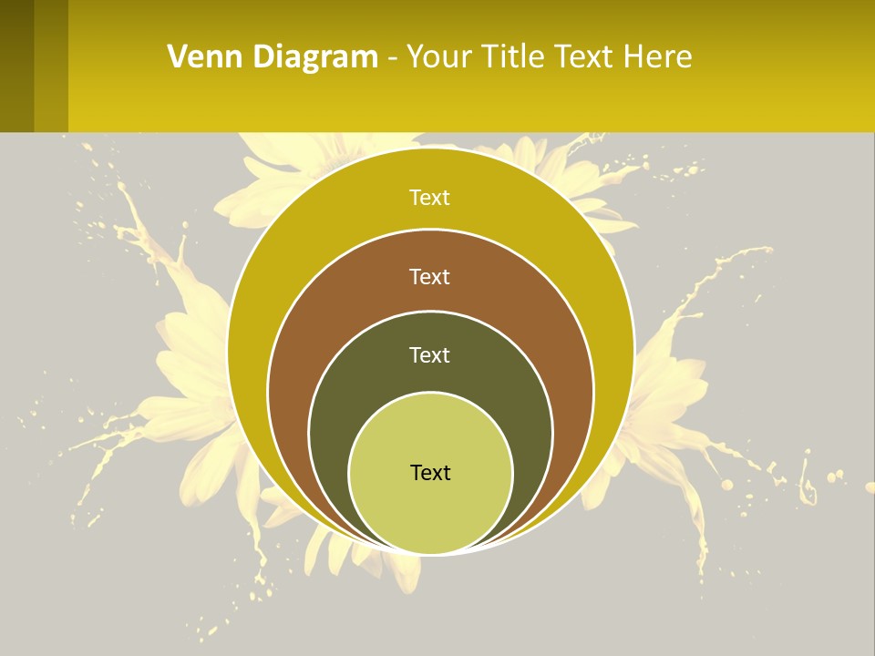 A Bunch Of Yellow Flowers On A Black Background PowerPoint Template