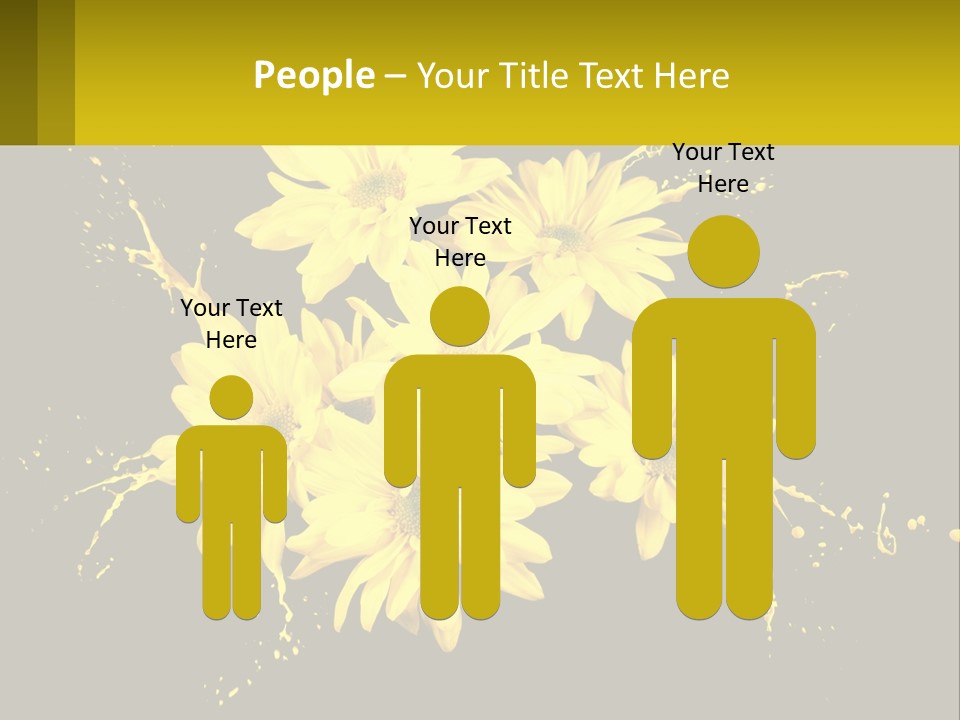 A Bunch Of Yellow Flowers On A Black Background PowerPoint Template