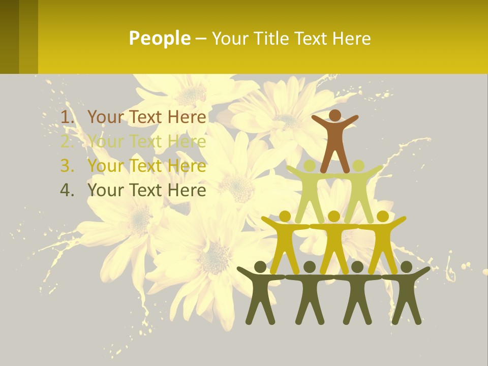 A Bunch Of Yellow Flowers On A Black Background PowerPoint Template