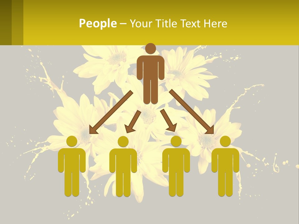 A Bunch Of Yellow Flowers On A Black Background PowerPoint Template