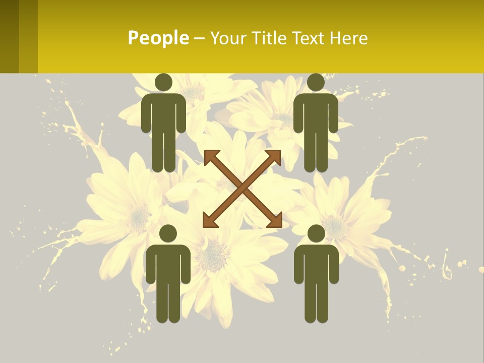 A Bunch Of Yellow Flowers On A Black Background PowerPoint Template