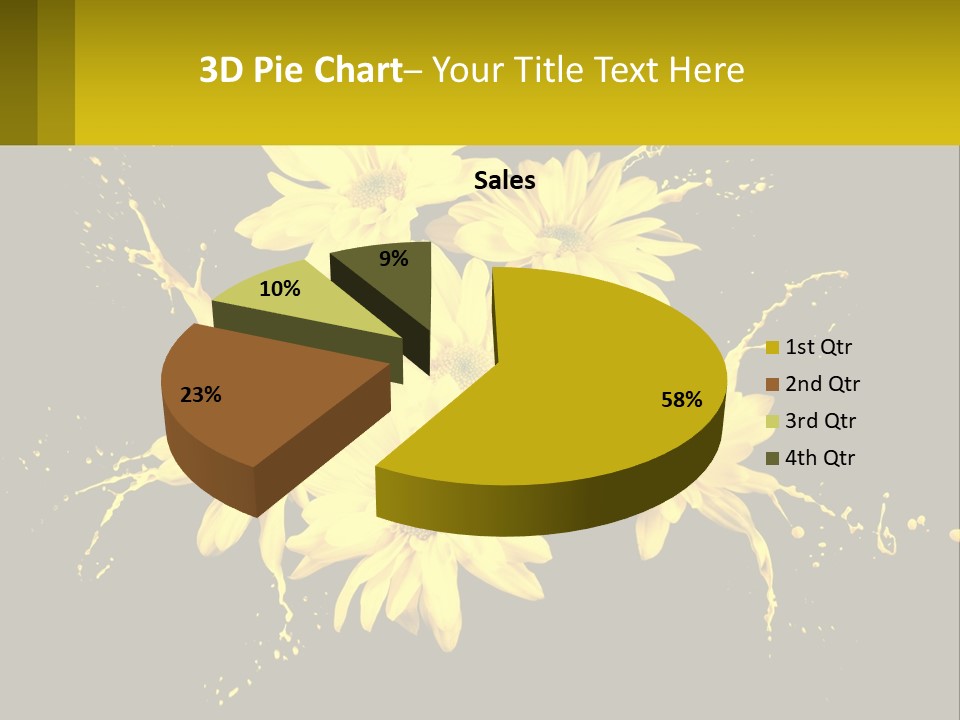 A Bunch Of Yellow Flowers On A Black Background PowerPoint Template