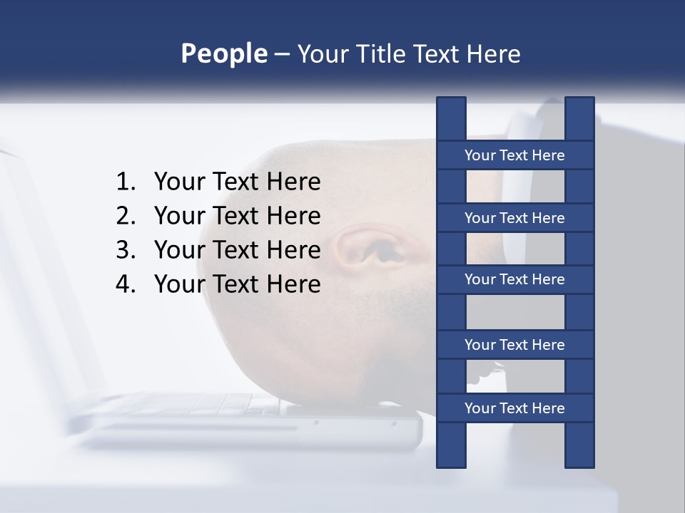 A Man With His Head On A Laptop Keyboard PowerPoint Template