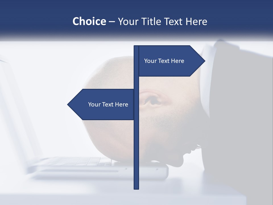 A Man With His Head On A Laptop Keyboard PowerPoint Template