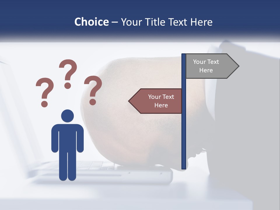 A Man With His Head On A Laptop Keyboard PowerPoint Template