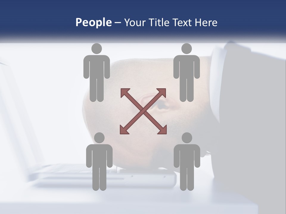A Man With His Head On A Laptop Keyboard PowerPoint Template