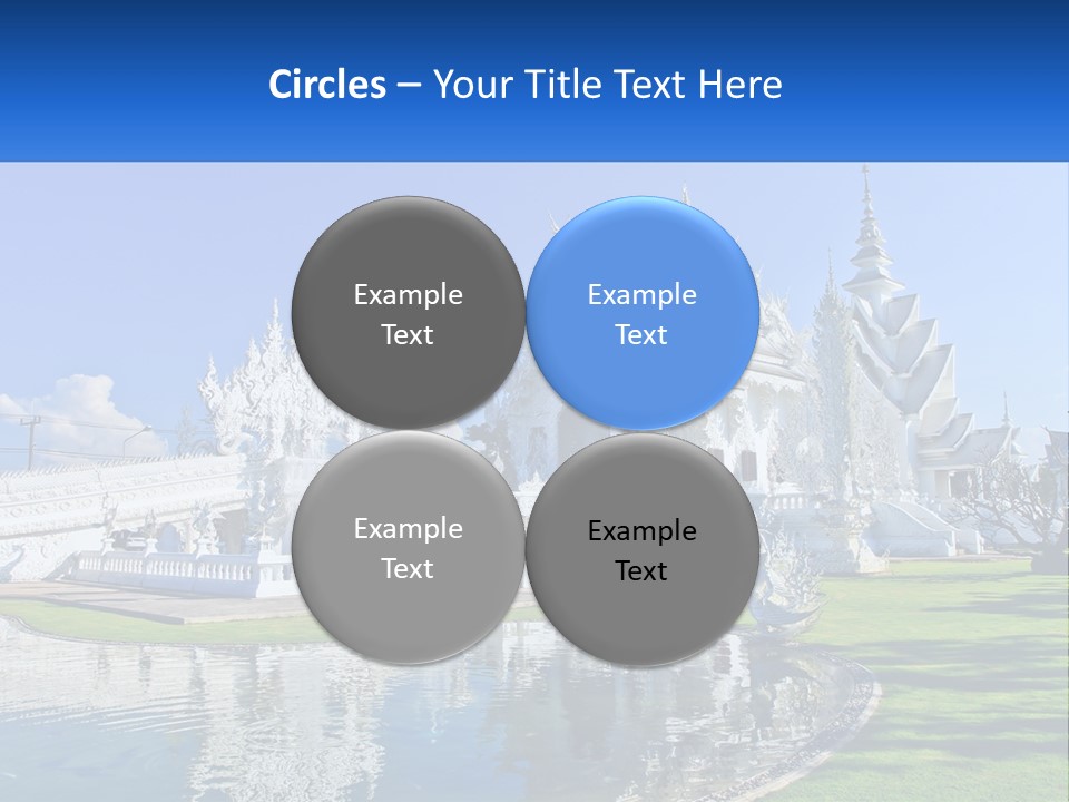 A Large White Building With A Pond In Front Of It PowerPoint Template