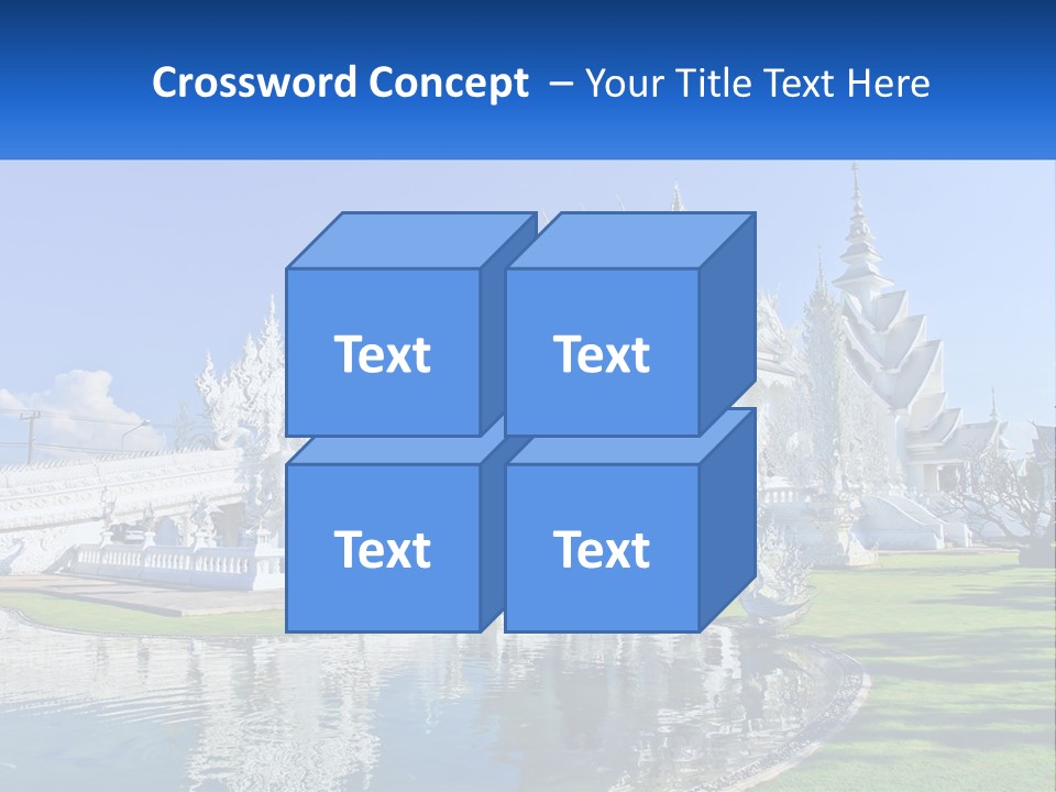 A Large White Building With A Pond In Front Of It PowerPoint Template