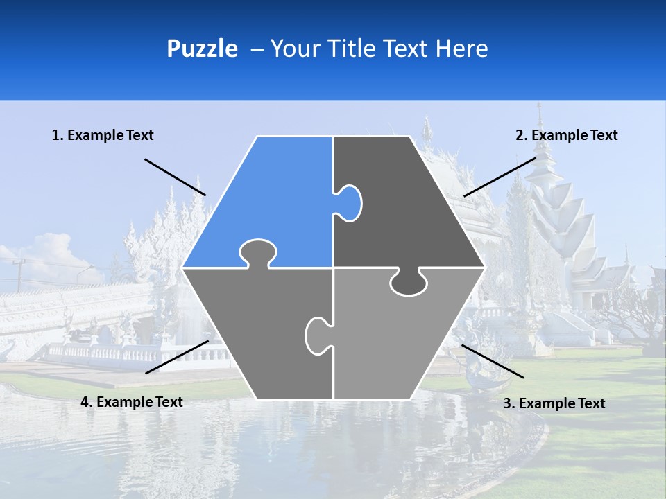 A Large White Building With A Pond In Front Of It PowerPoint Template