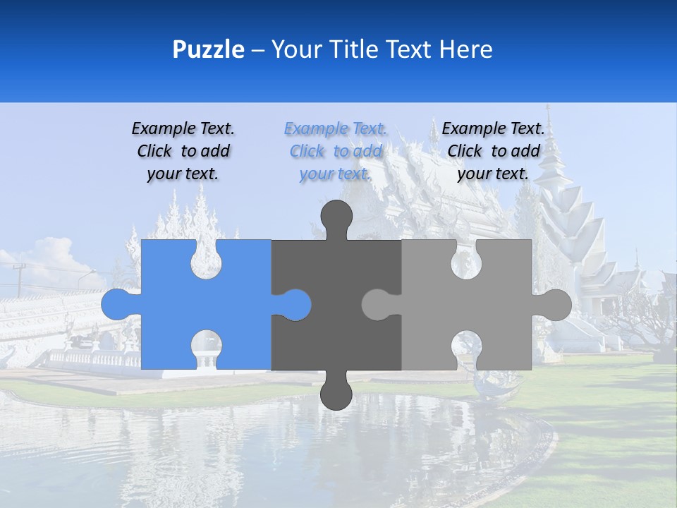 A Large White Building With A Pond In Front Of It PowerPoint Template