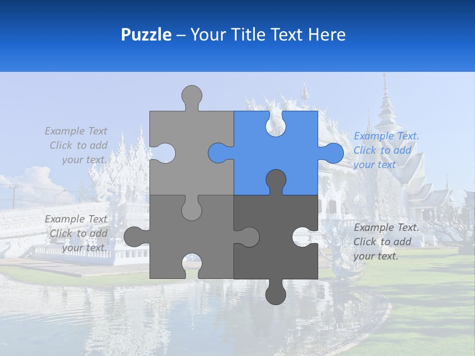 A Large White Building With A Pond In Front Of It PowerPoint Template