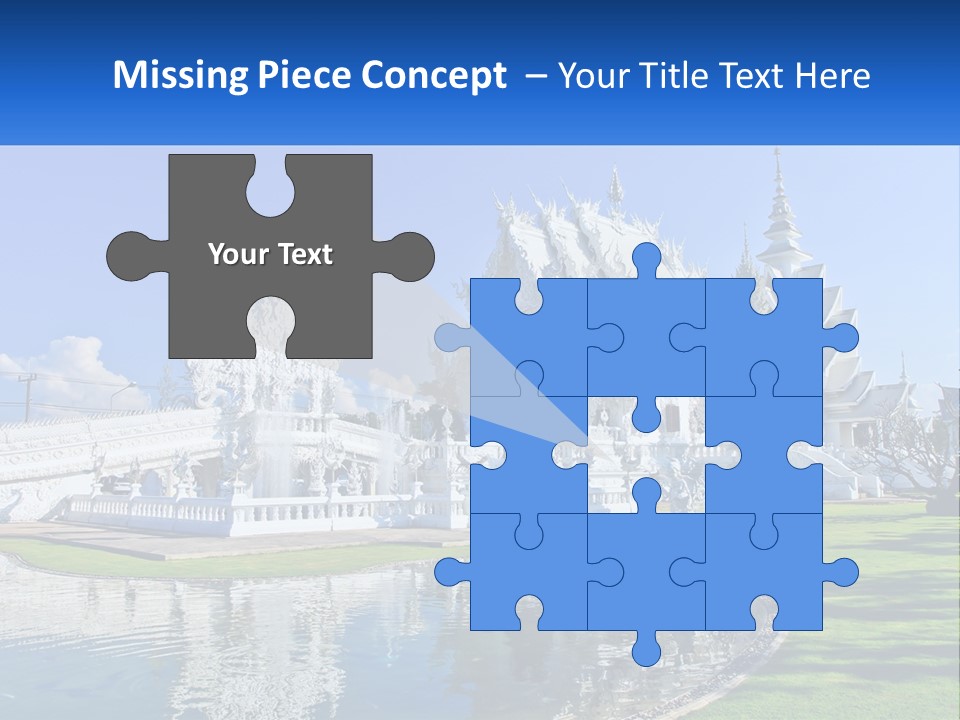 A Large White Building With A Pond In Front Of It PowerPoint Template