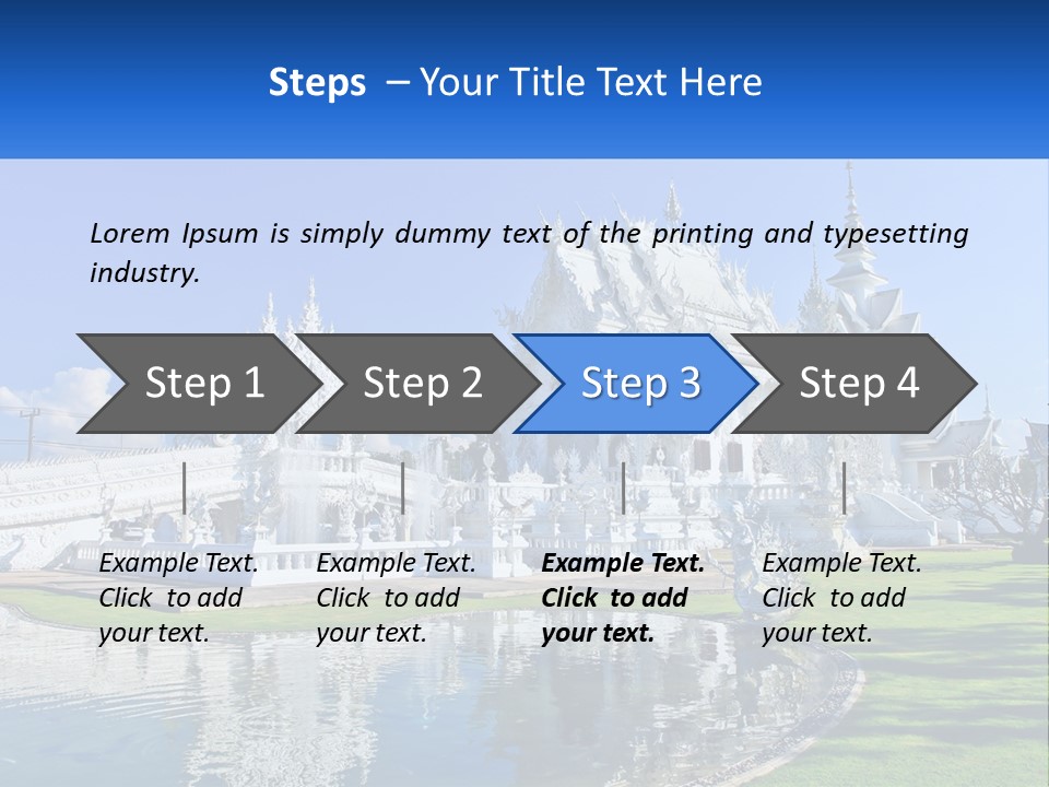 A Large White Building With A Pond In Front Of It PowerPoint Template