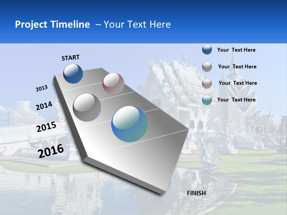 A Large White Building With A Pond In Front Of It PowerPoint Template