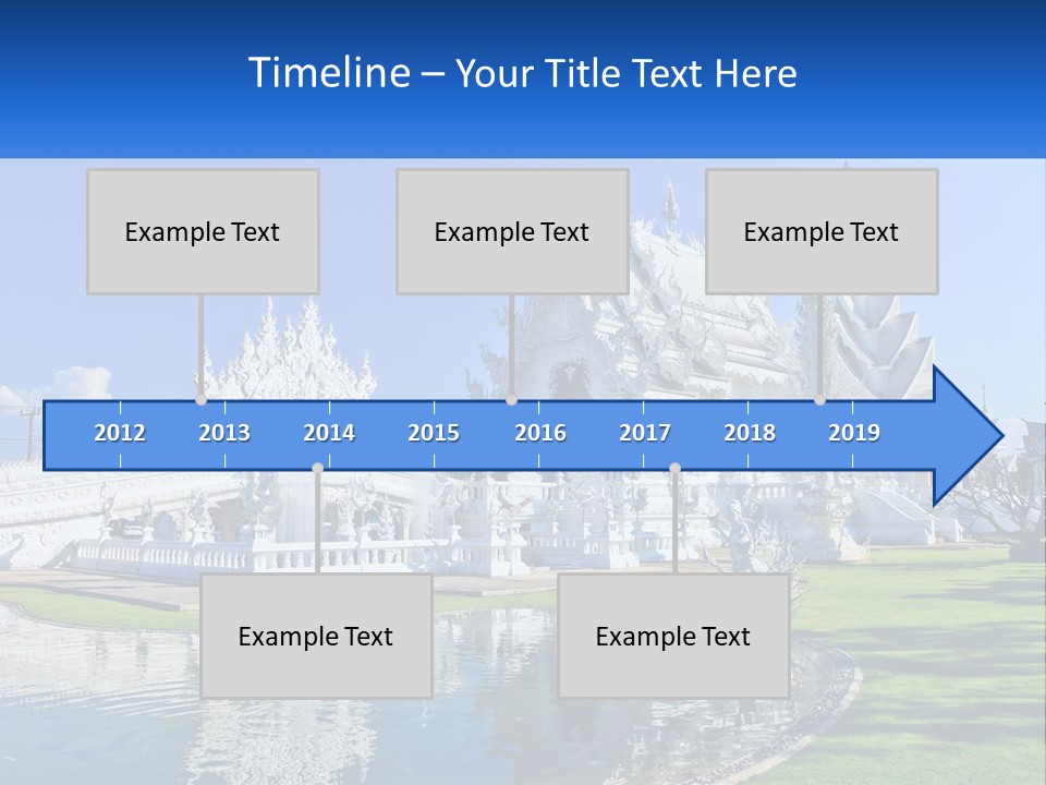 A Large White Building With A Pond In Front Of It PowerPoint Template