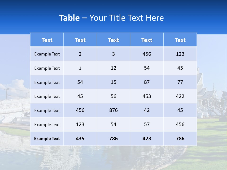 A Large White Building With A Pond In Front Of It PowerPoint Template