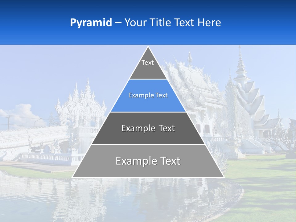 A Large White Building With A Pond In Front Of It PowerPoint Template