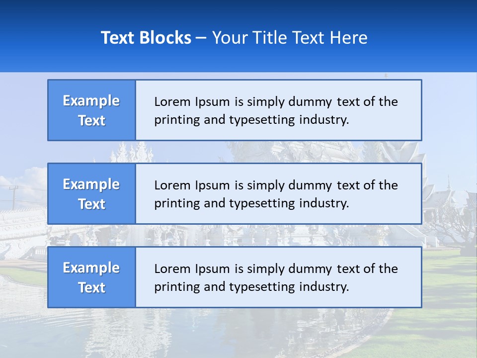 A Large White Building With A Pond In Front Of It PowerPoint Template