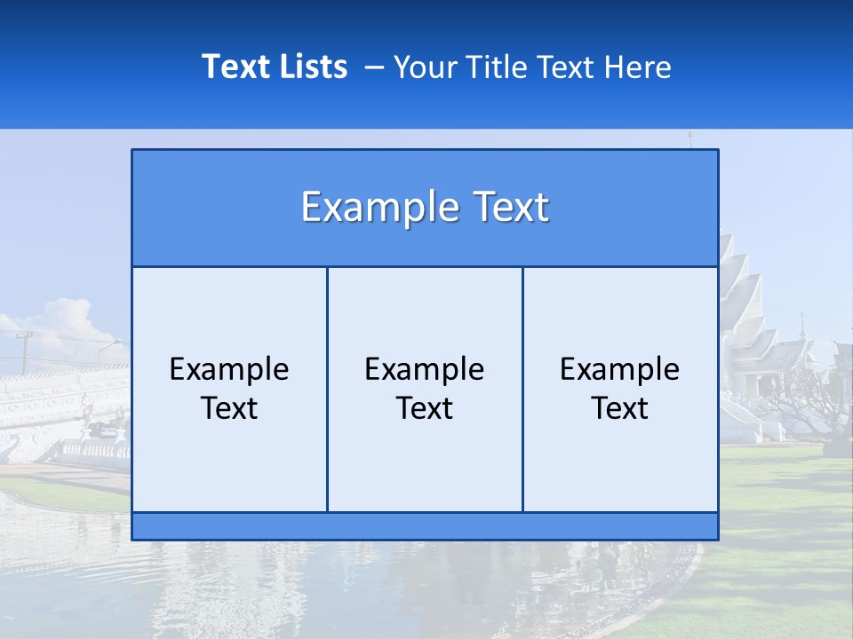 A Large White Building With A Pond In Front Of It PowerPoint Template
