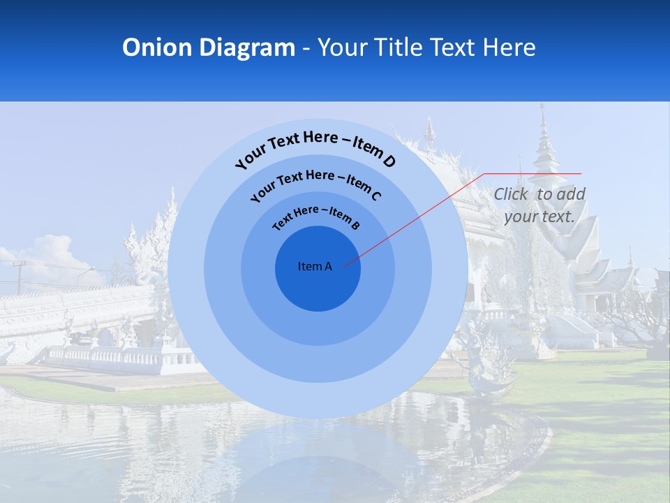 A Large White Building With A Pond In Front Of It PowerPoint Template