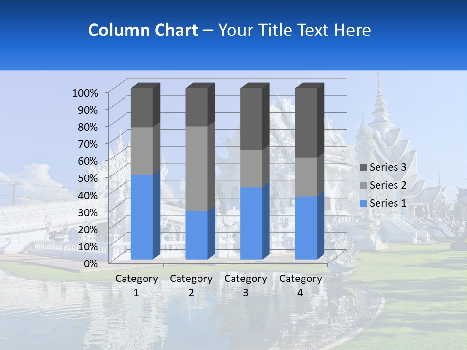 A Large White Building With A Pond In Front Of It PowerPoint Template