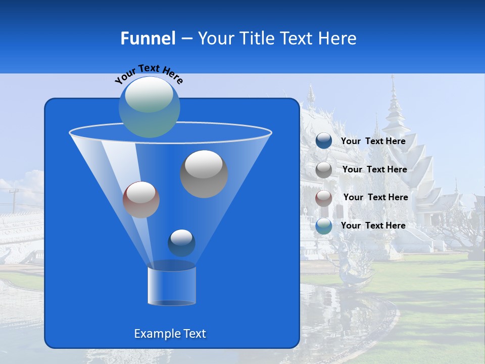 A Large White Building With A Pond In Front Of It PowerPoint Template