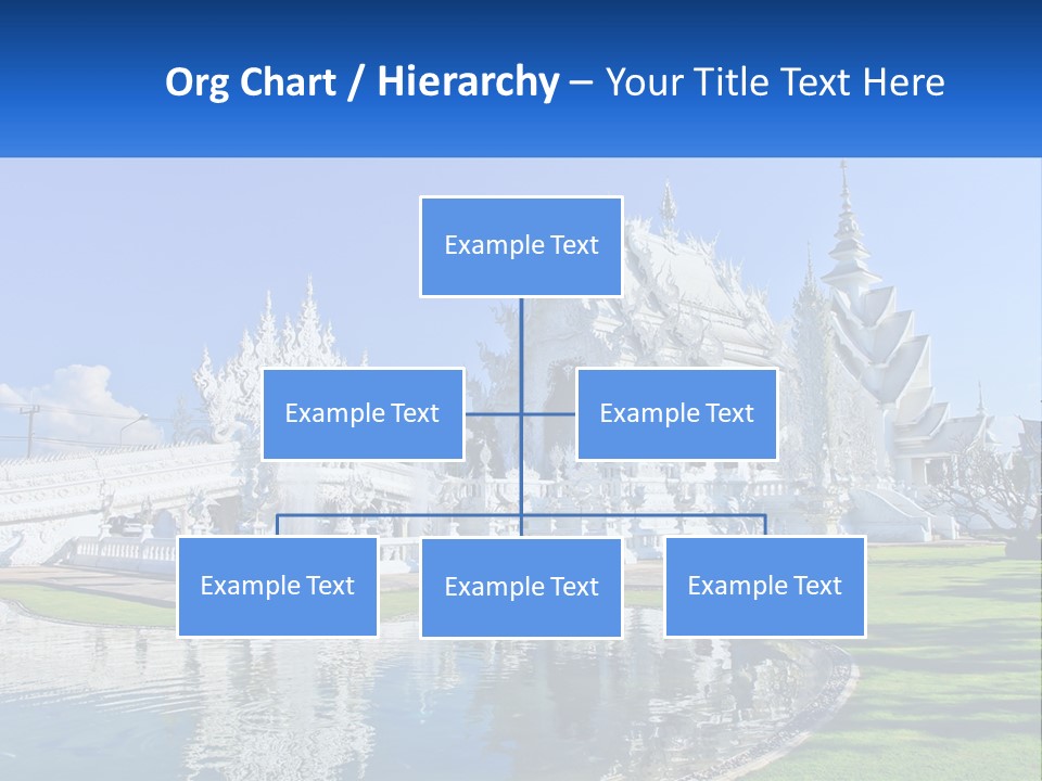 A Large White Building With A Pond In Front Of It PowerPoint Template