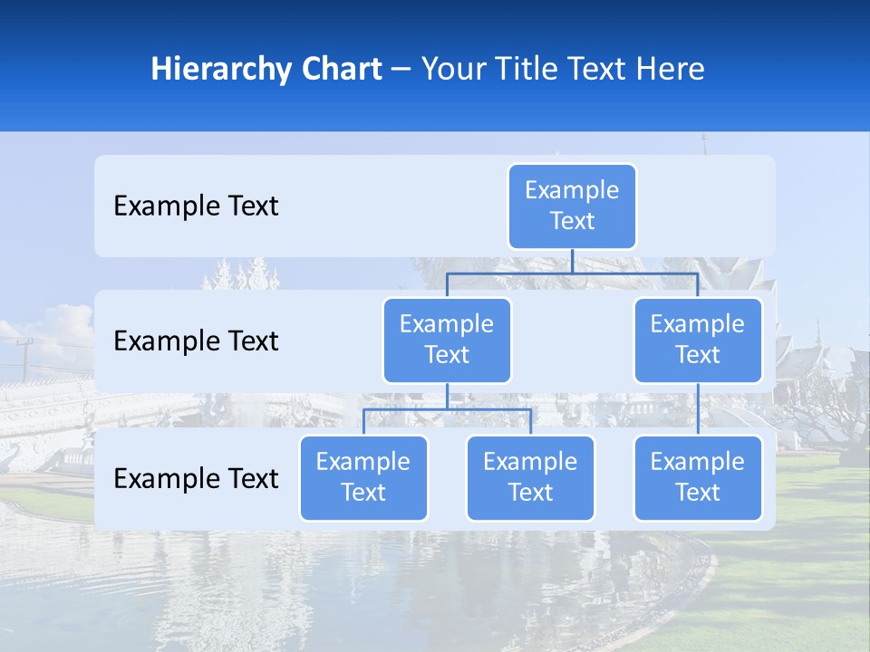 A Large White Building With A Pond In Front Of It PowerPoint Template