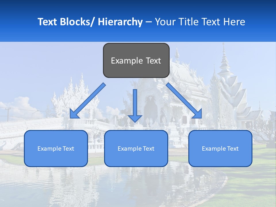 A Large White Building With A Pond In Front Of It PowerPoint Template