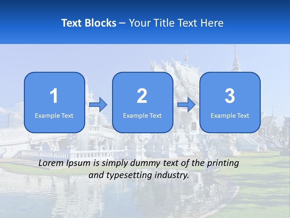 A Large White Building With A Pond In Front Of It PowerPoint Template