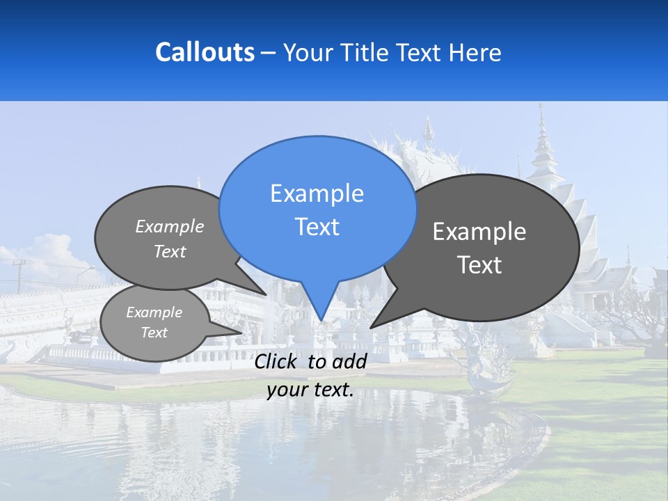 A Large White Building With A Pond In Front Of It PowerPoint Template