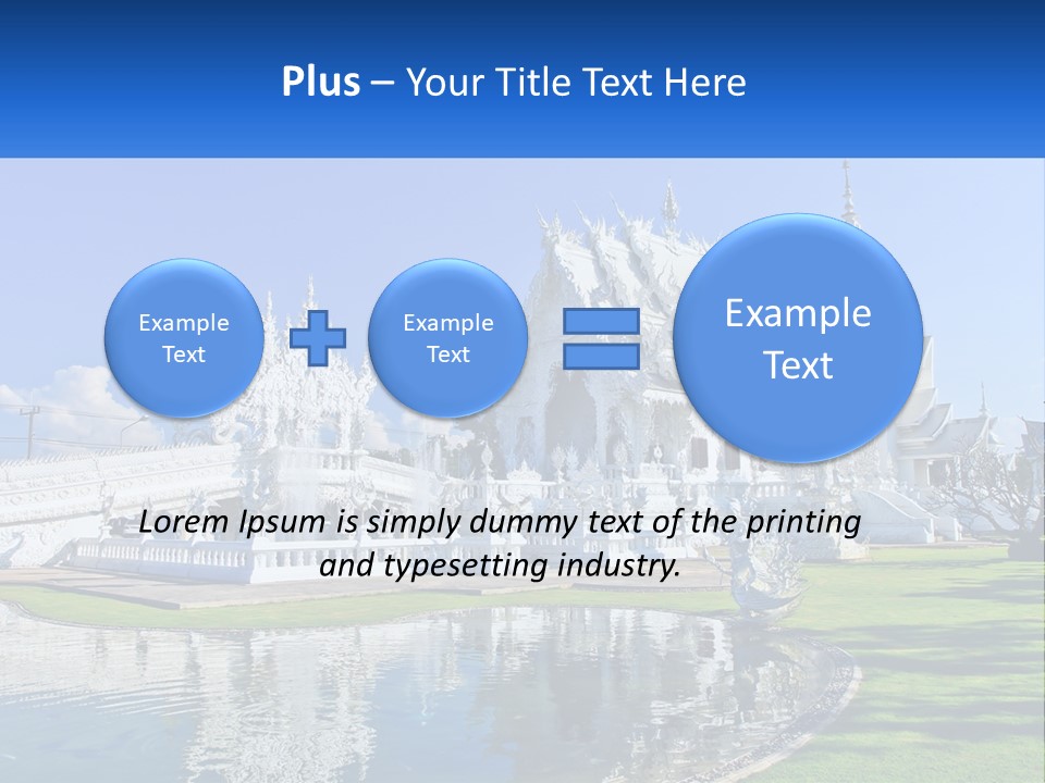 A Large White Building With A Pond In Front Of It PowerPoint Template
