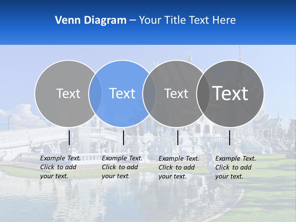 A Large White Building With A Pond In Front Of It PowerPoint Template