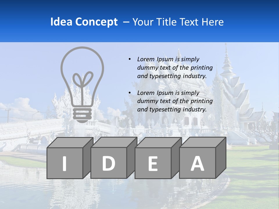 A Large White Building With A Pond In Front Of It PowerPoint Template