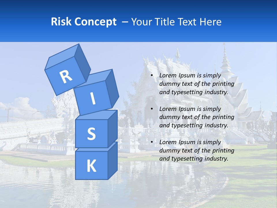 A Large White Building With A Pond In Front Of It PowerPoint Template