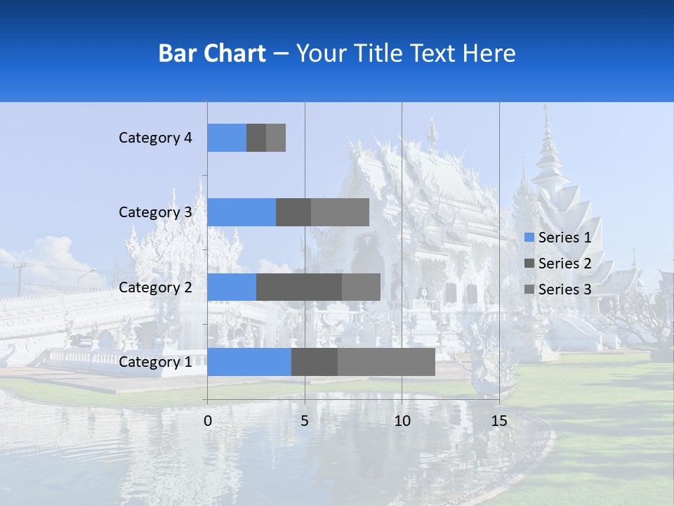 A Large White Building With A Pond In Front Of It PowerPoint Template